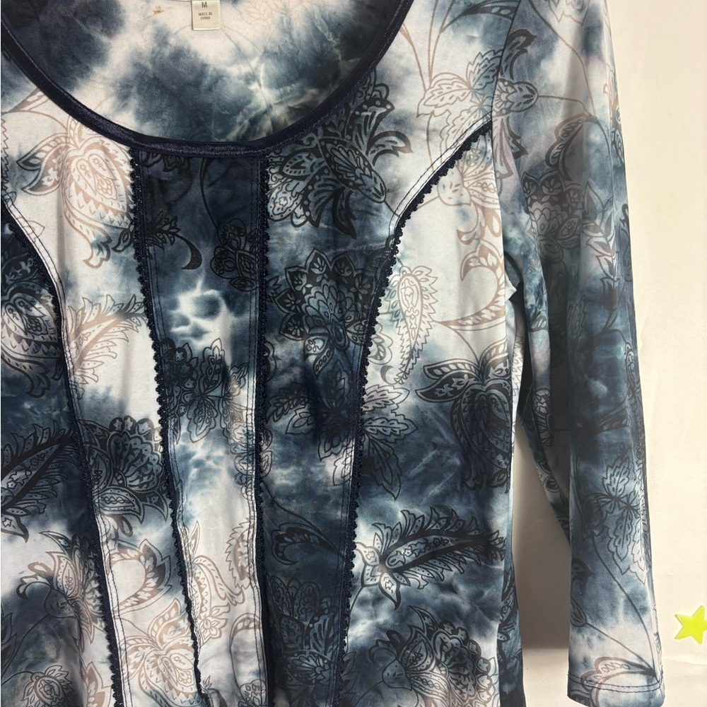Y2K Dark Fairy Grunge Tie Dye Floral Whimsigoth Women’s Top Size M - Picture 12 of 13